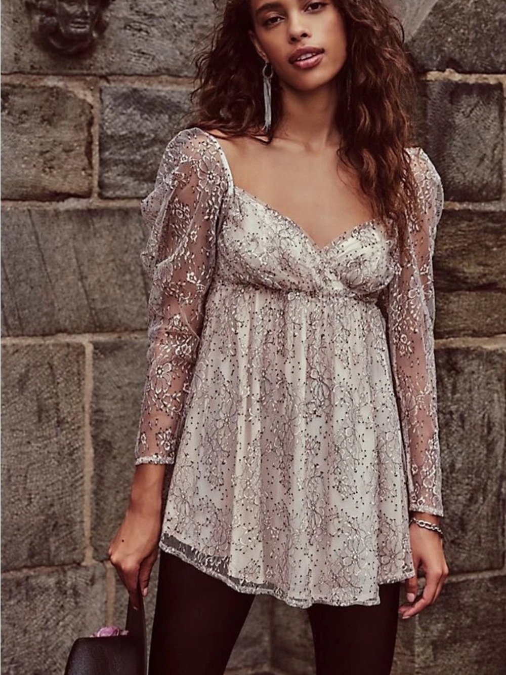 Free People Heavenly Lace Tunic Top - SIZE S